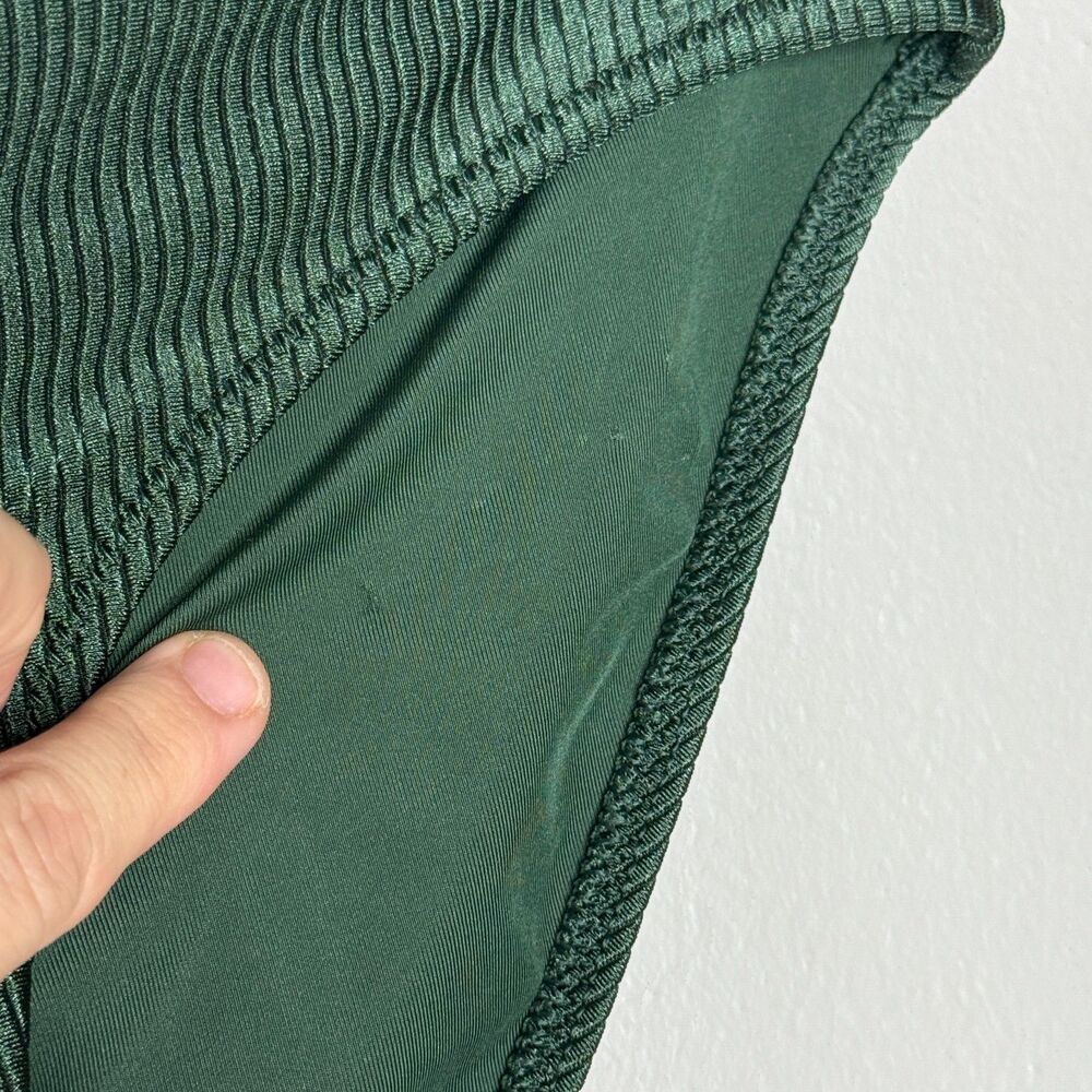 Aerie NWT Womens Bikini Bottom Medium Green Ribbed Shine Full Coverage Beach‎ - Picture 7 of 8
